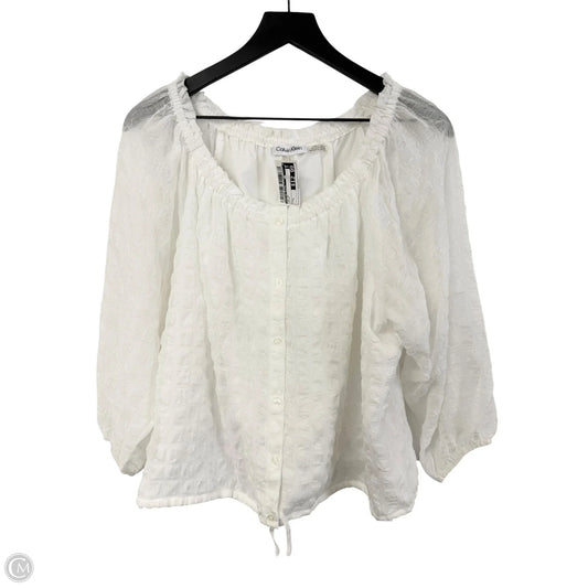 Top Short Sleeve By Calvin Klein In White, Size: L