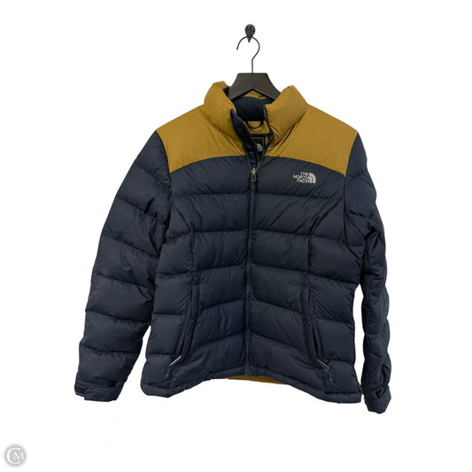Coat Puffer & Quilted By The North Face In Blue & Yellow, Size: M
