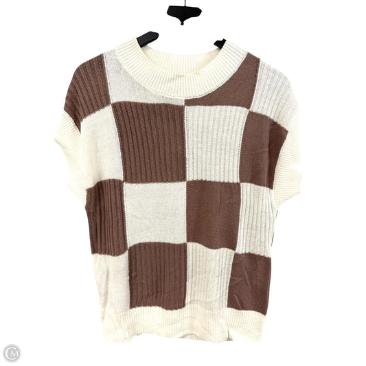 Sweater Short Sleeve By Cmf In Brown & Cream, Size: M