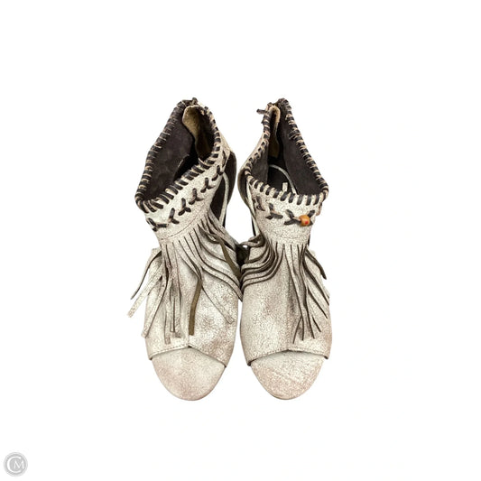 Sandals Heels Block By Roper In Brown & White, Size: 8.5