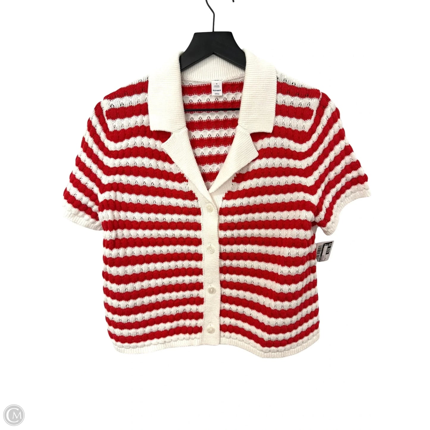 Sweater Short Sleeve By Old Navy In Red & White, Size: M