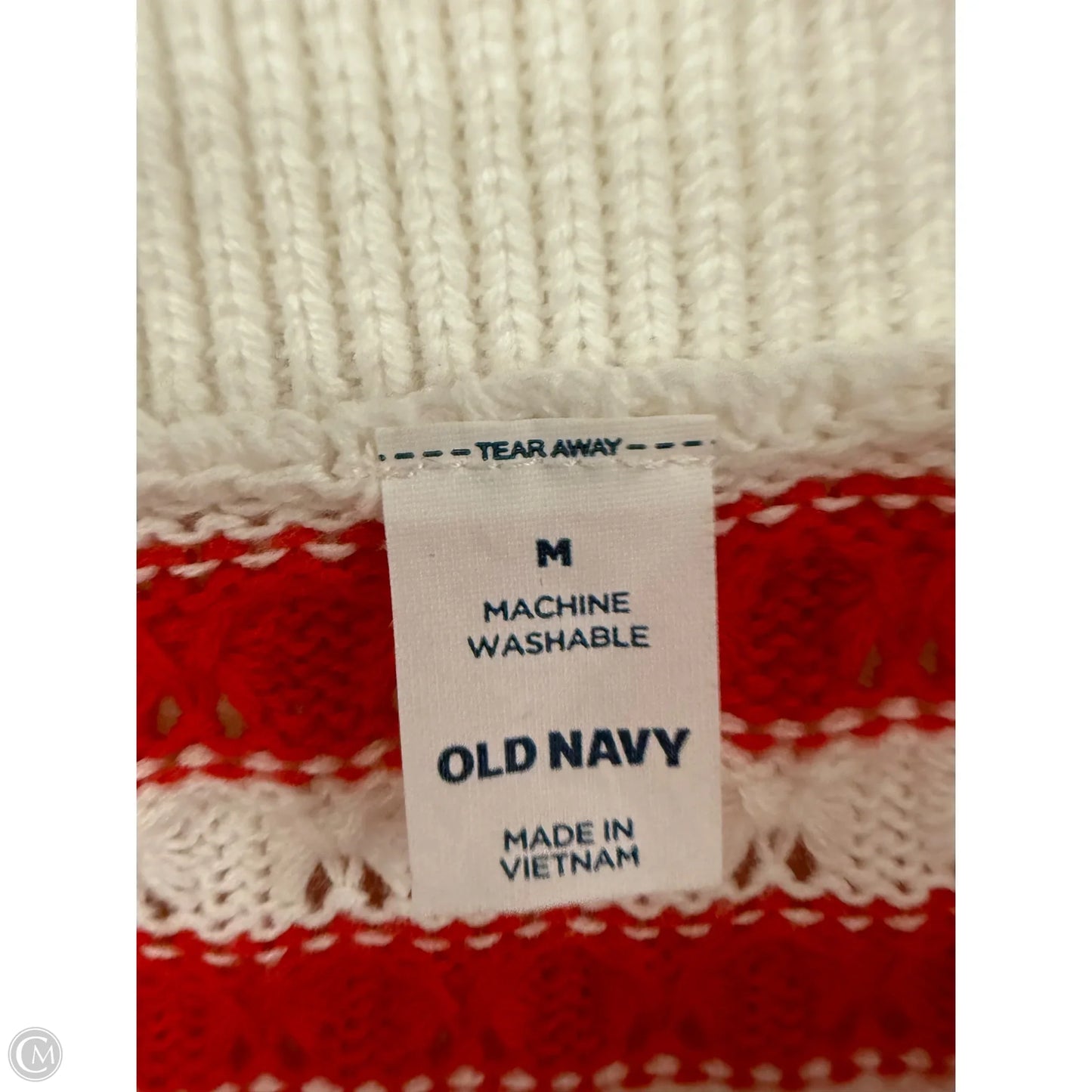 Sweater Short Sleeve By Old Navy In Red & White, Size: M