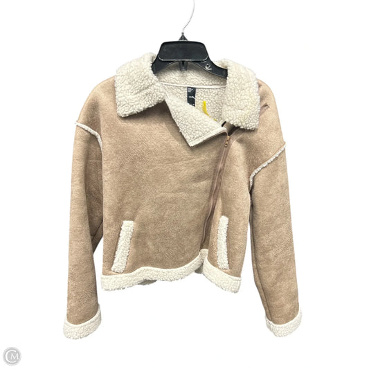 Jacket Faux Fur & Sherpa By Cider In Brown & White, Size: Xs