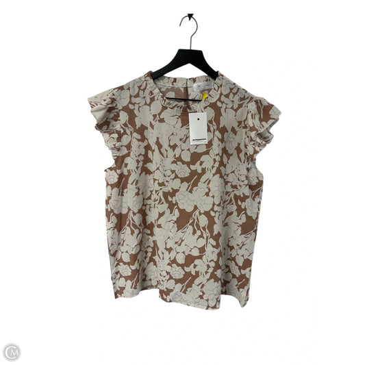 Top Short Sleeve By Cme In Brown & Cream, Size: Xl