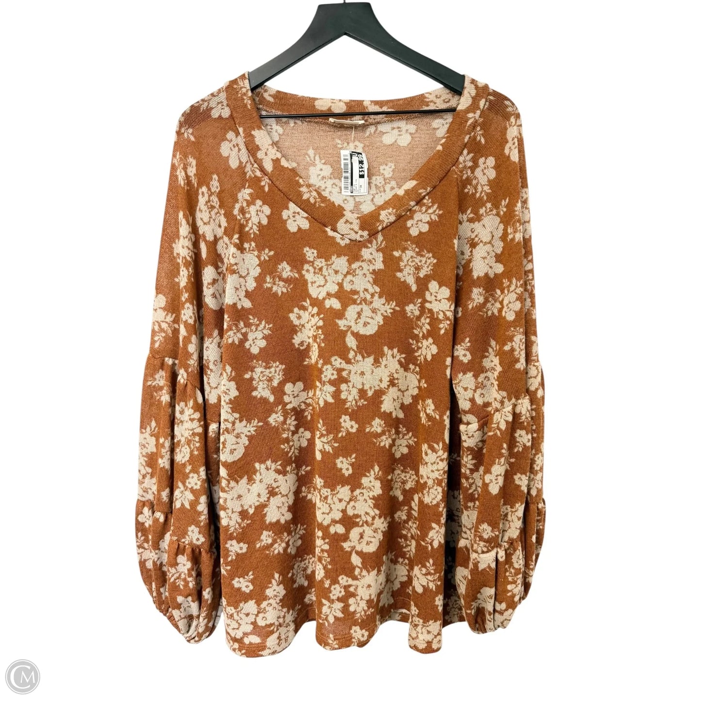 Top Long Sleeve By Oddi In Brown & Tan, Size: 3x