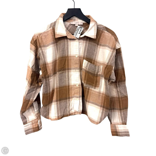 Blouse Long Sleeve By Loft In Brown & White, Size: M