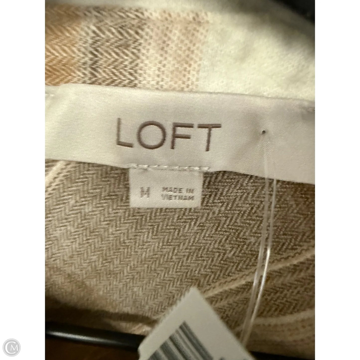 Blouse Long Sleeve By Loft In Brown & White, Size: M