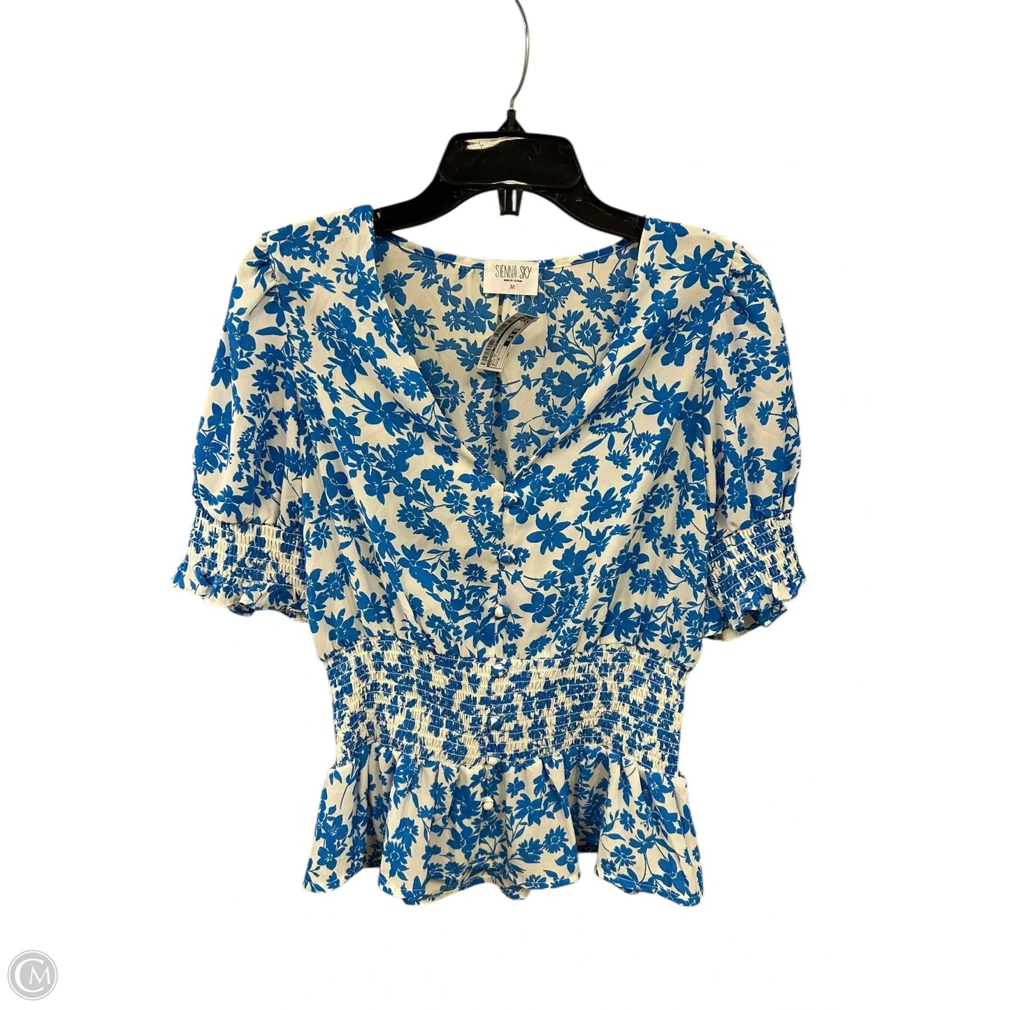 Top Short Sleeve By Sienna Sky In Blue & White, Size: M