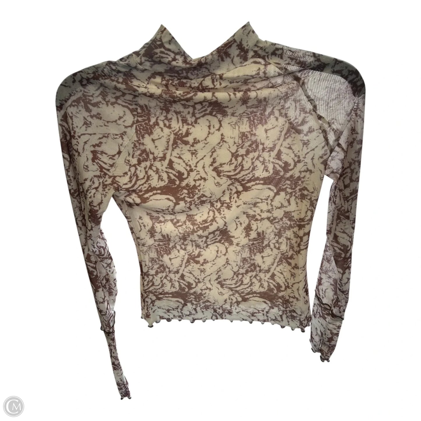 Top Long Sleeve By Promesa In Brown & Cream, Size: S