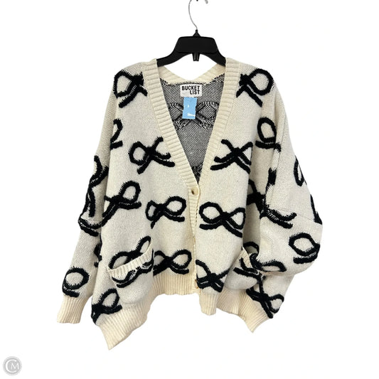 Sweater Cardigan By Bucketlist In Black & Cream, Size: S