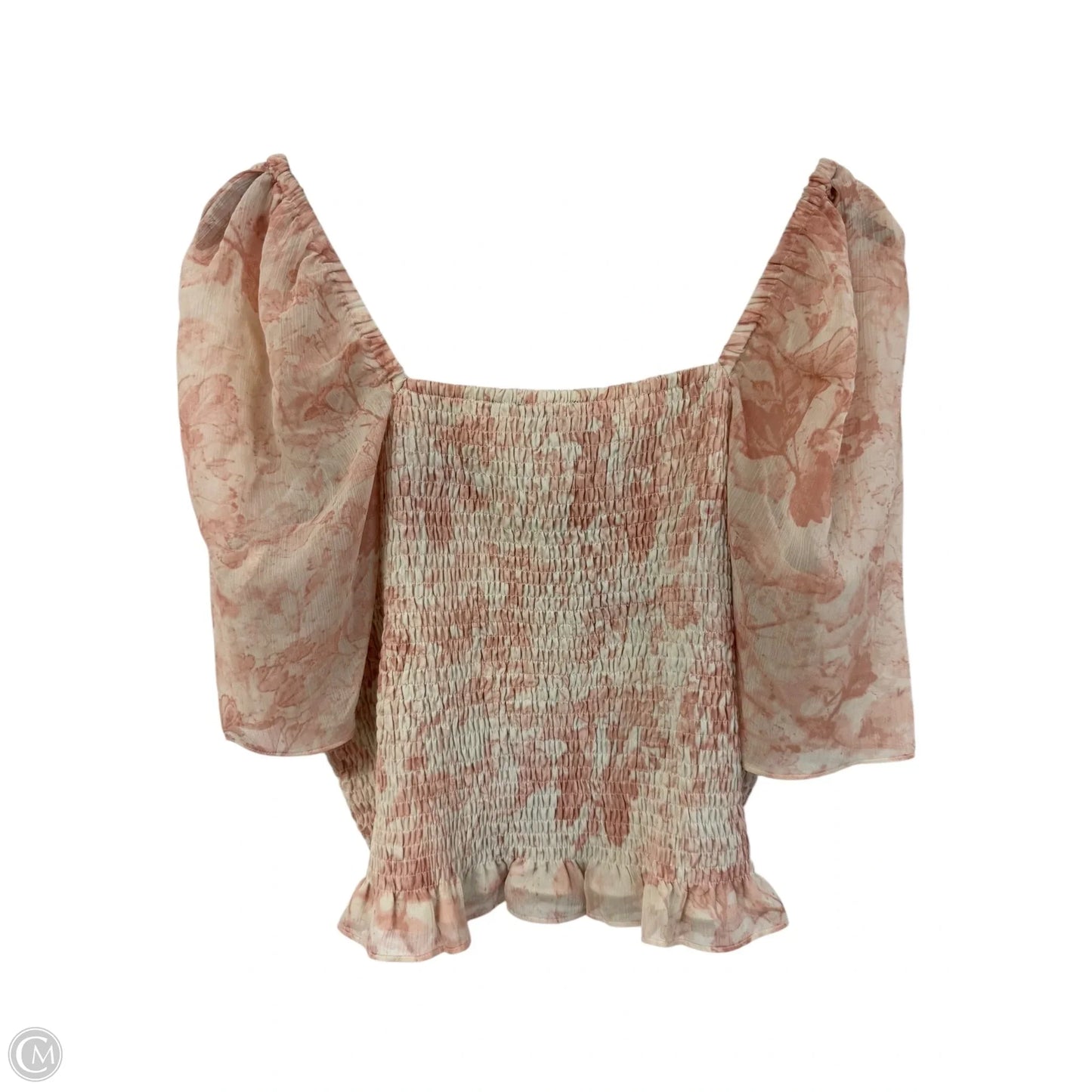 Top Short Sleeve By Express In Cream & Pink, Size: Xl