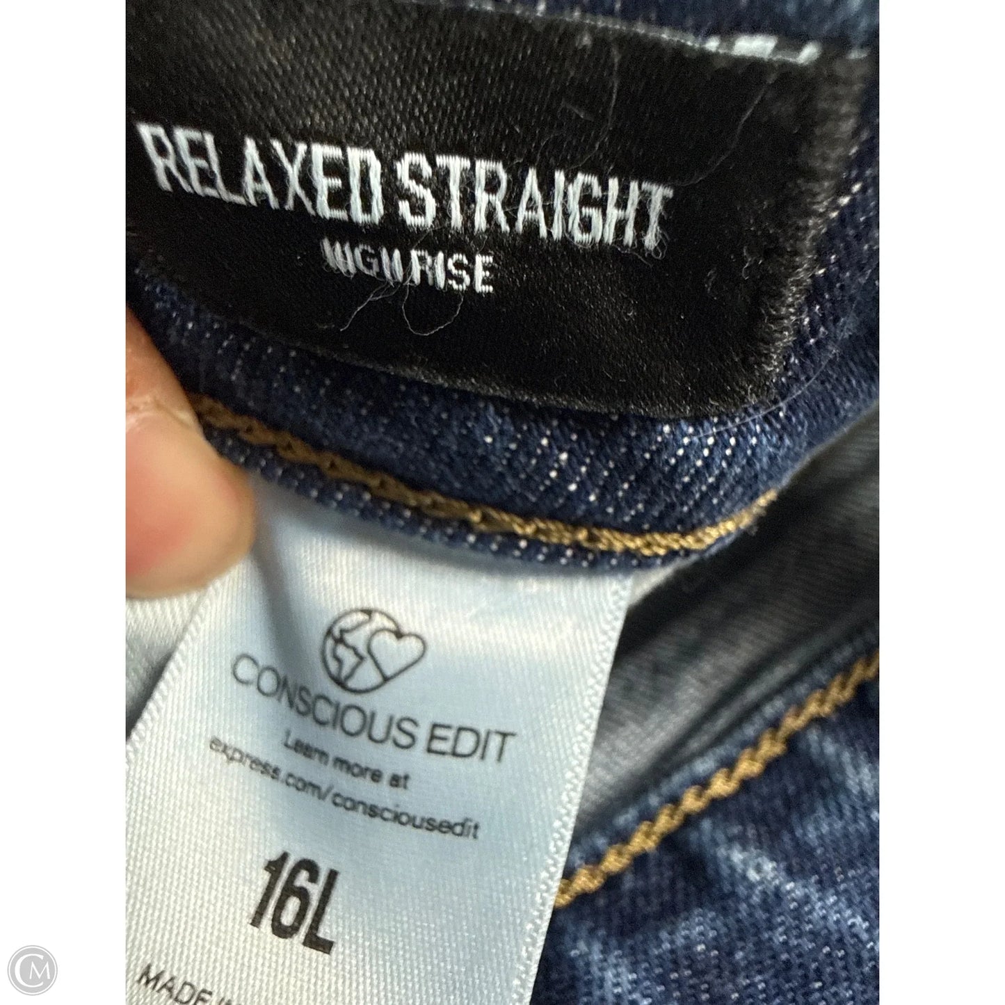 Jeans Wide Leg By Express In Blue Denim, Size: 16l