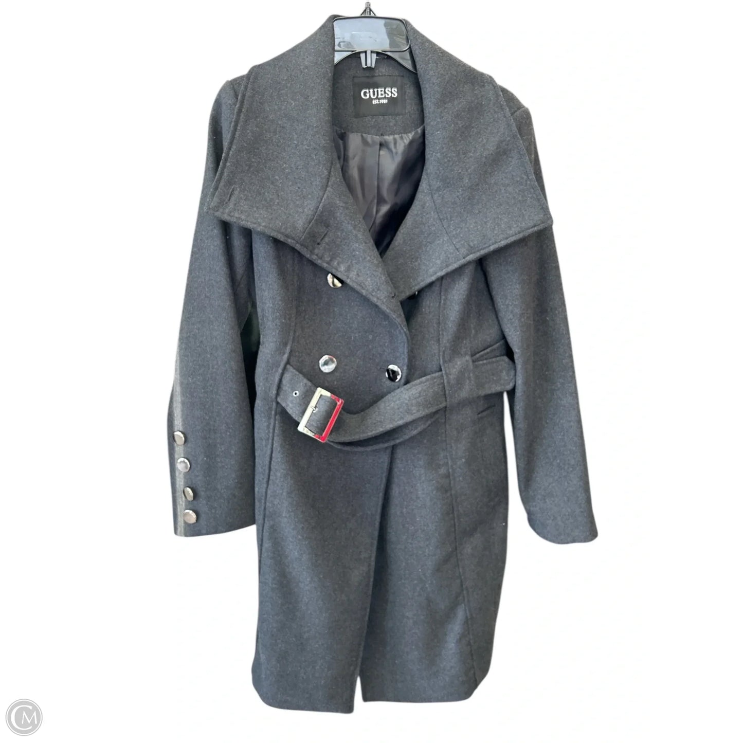 Coat Peacoat By Guess In Grey, Size: M