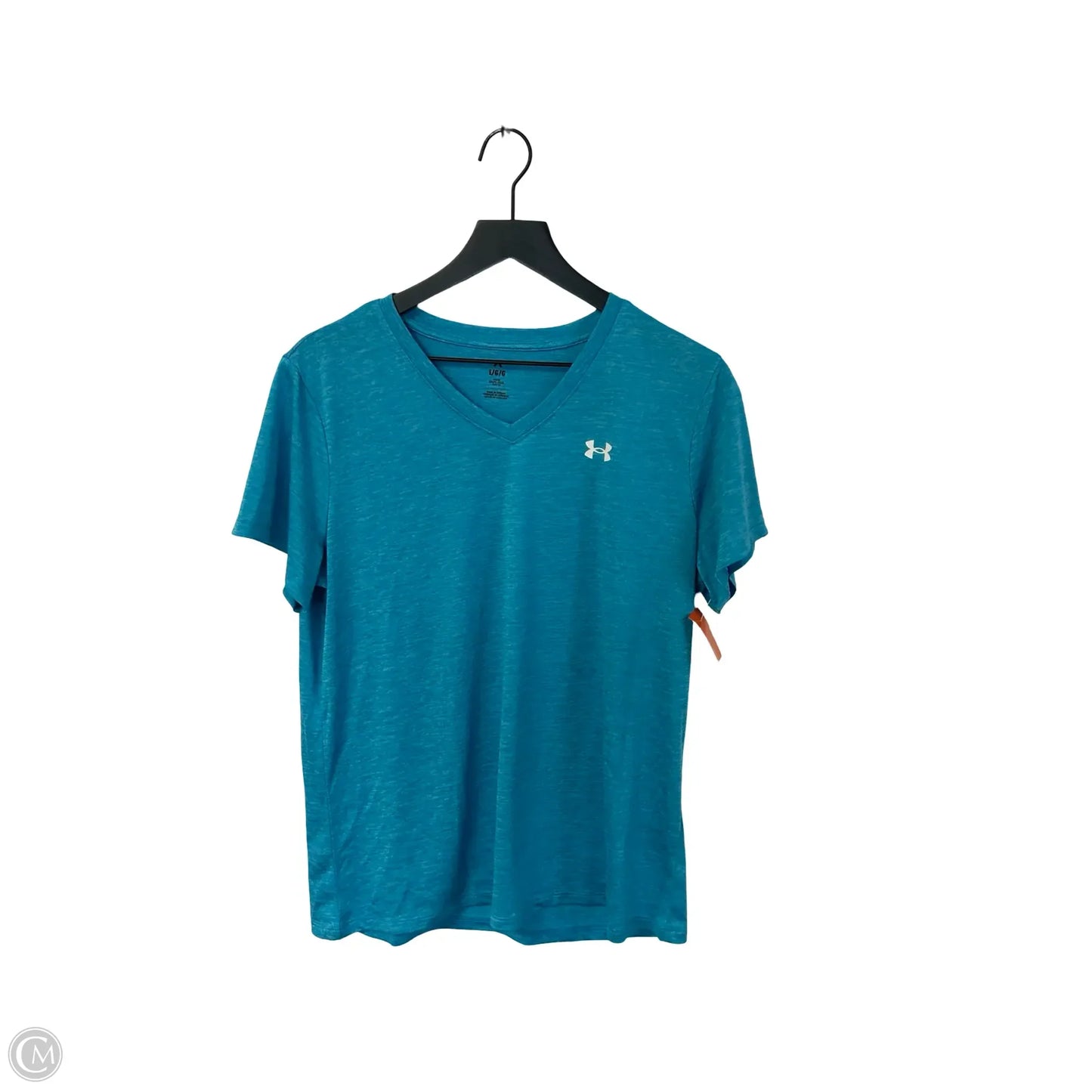 Athletic Top Short Sleeve By Under Armour In Aqua, Size: L