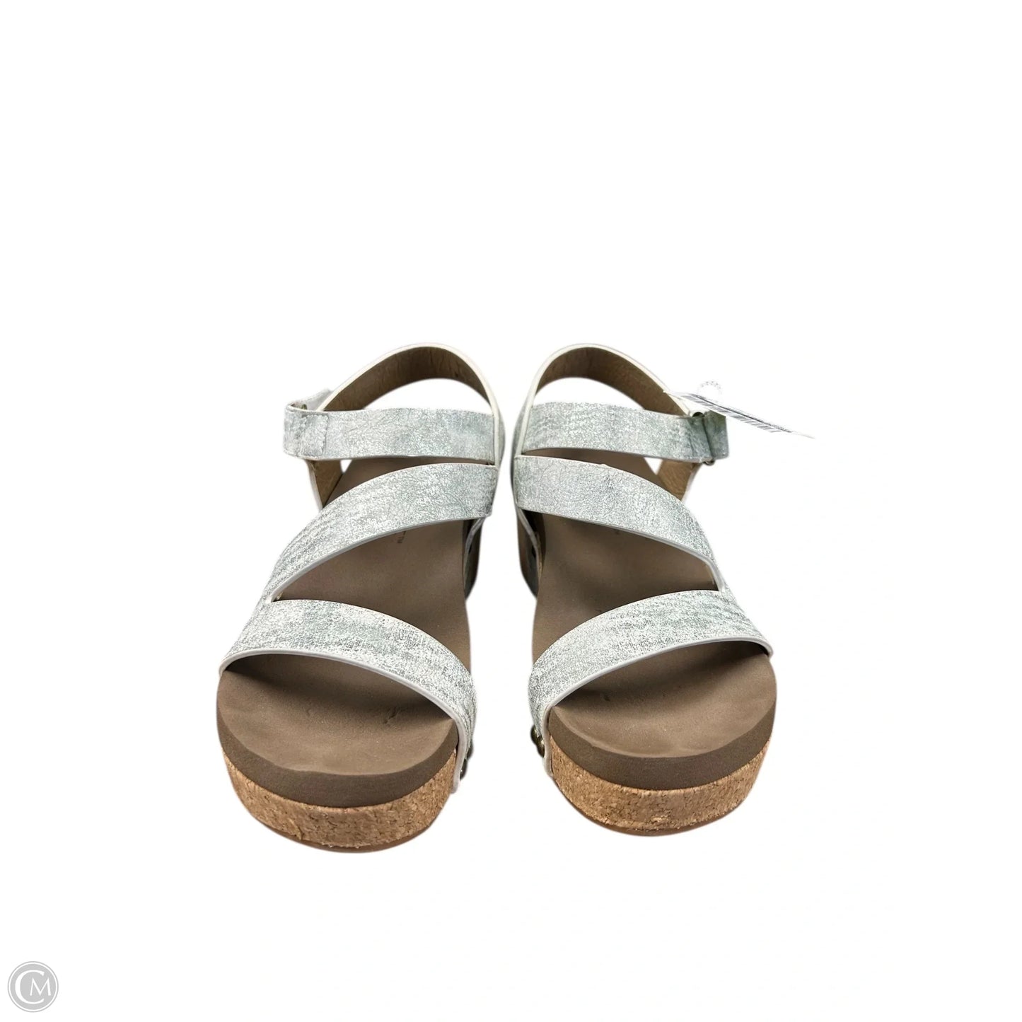 Sandals Heels Wedge By Corkys In Silver, Size: 6