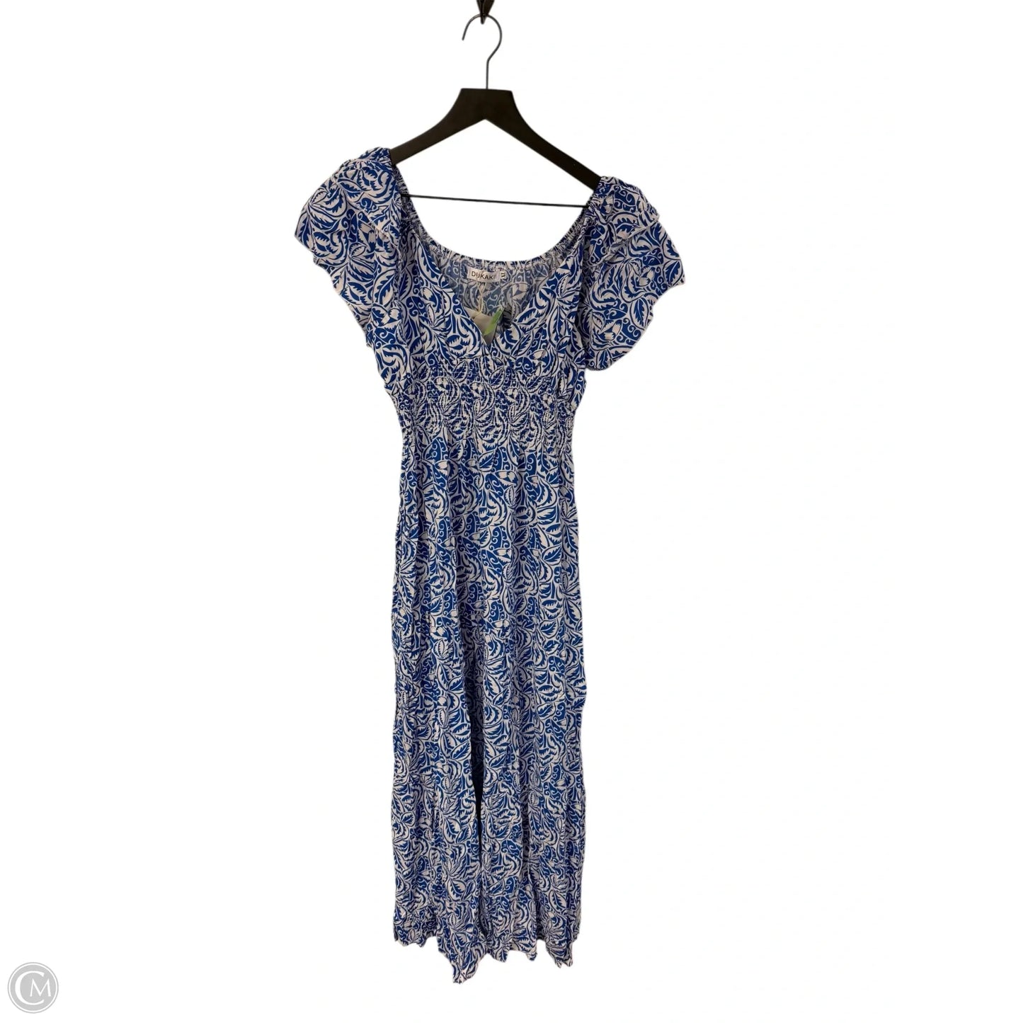 Dress Casual Maxi By Cmf In Blue & White, Size: Xl