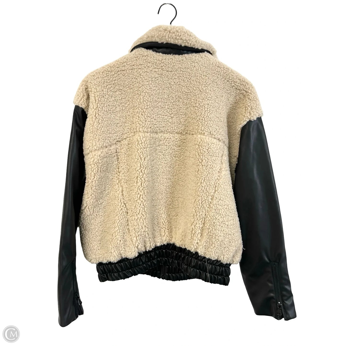 Coat Faux Fur & Sherpa By Cmb In Black & Cream, Size: L