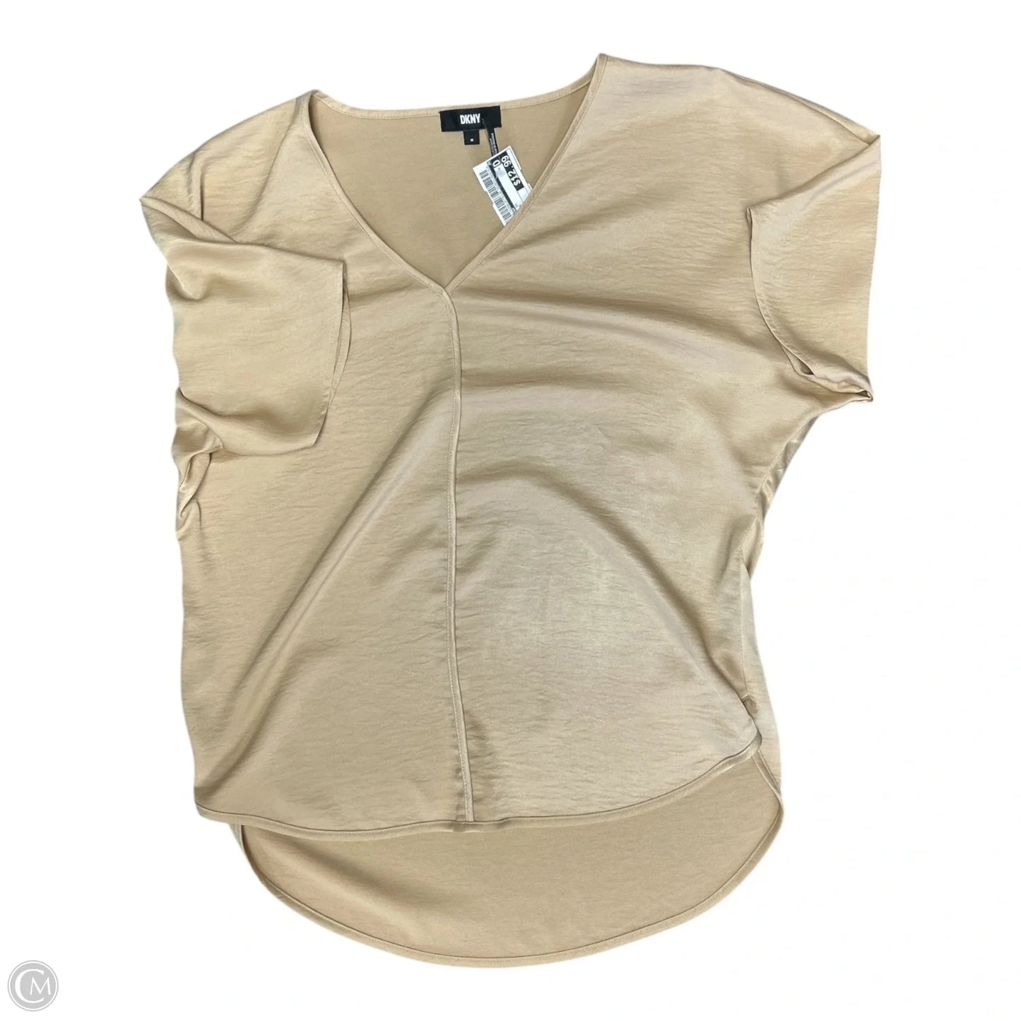 Top Short Sleeve By Dkny In Beige, Size: M