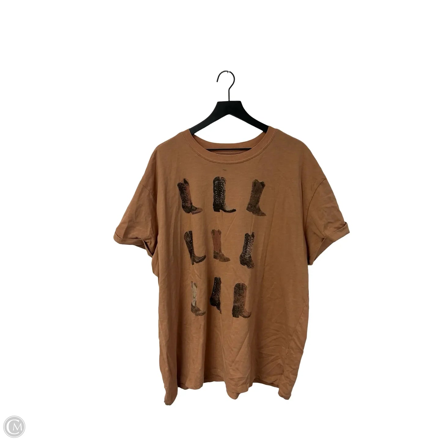 Top Short Sleeve By Maurices In Brown, Size: 1x