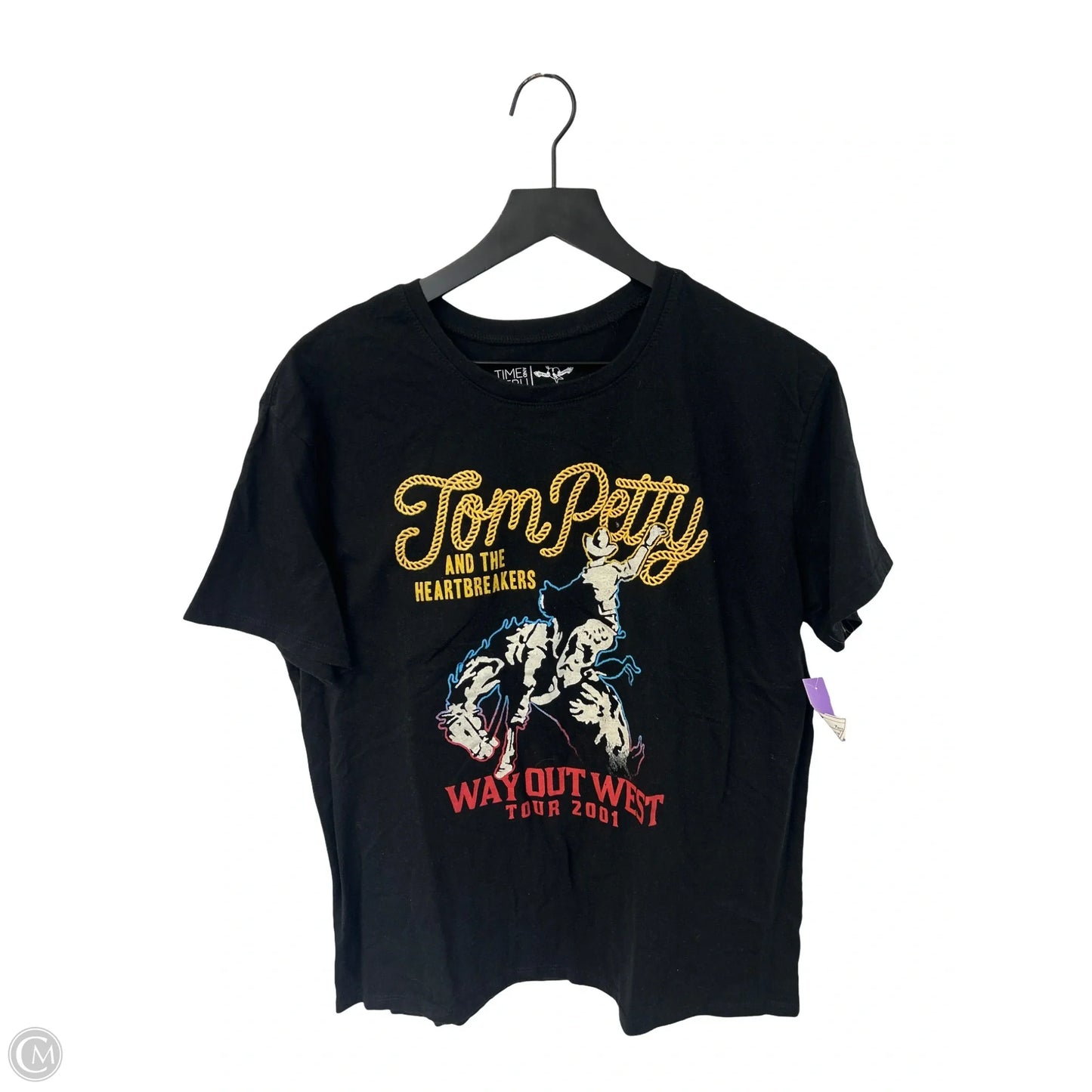 Top Short Sleeve Basic By Time And Tru In Black, Size: L