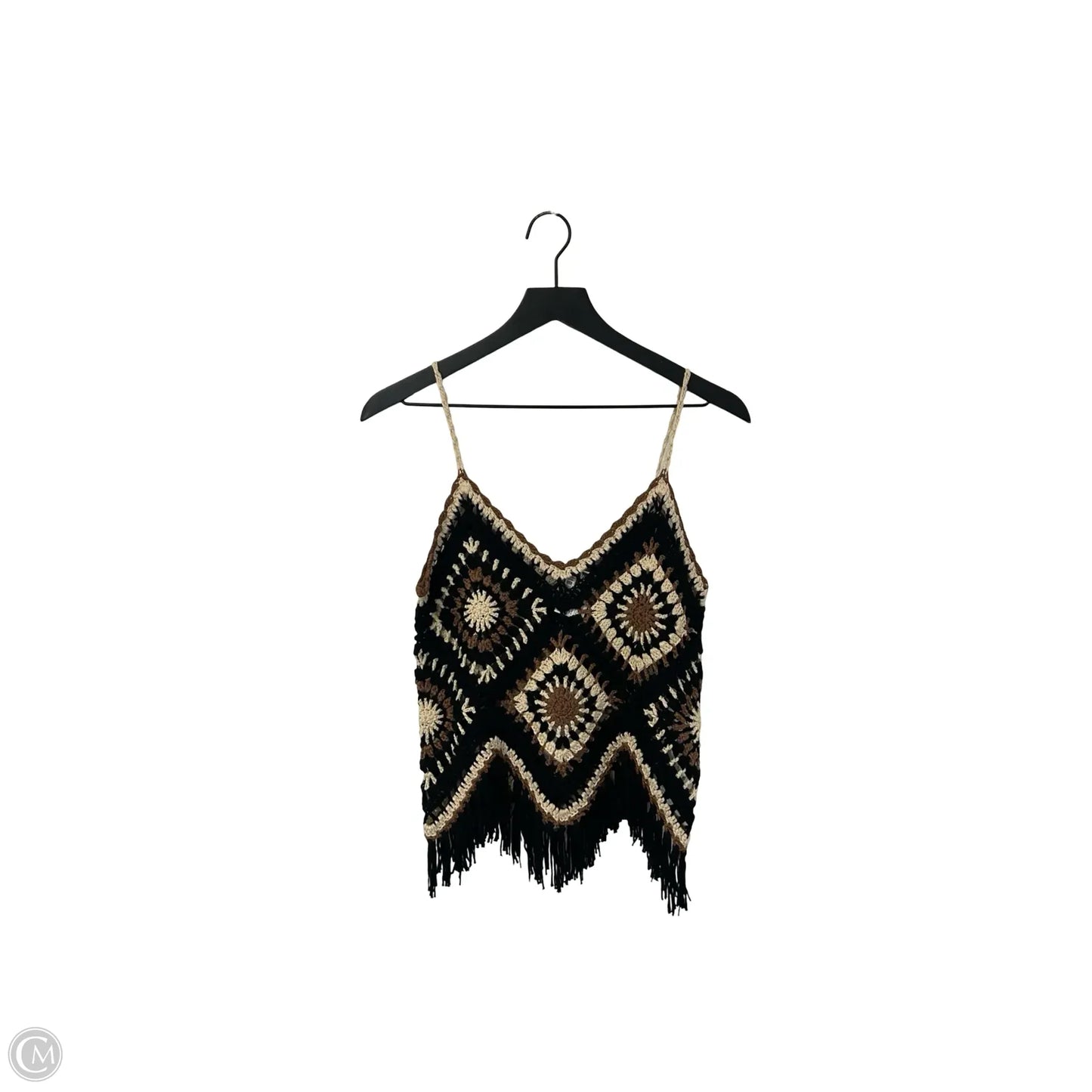 Top Sleeveless By Elan In Black & Brown, Size: L