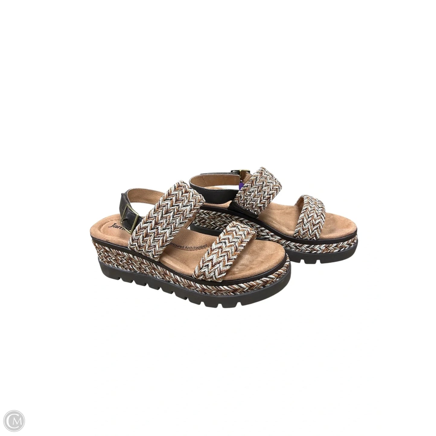 Sandals Heels Platform By Jambu In Brown & Tan, Size: 7.5