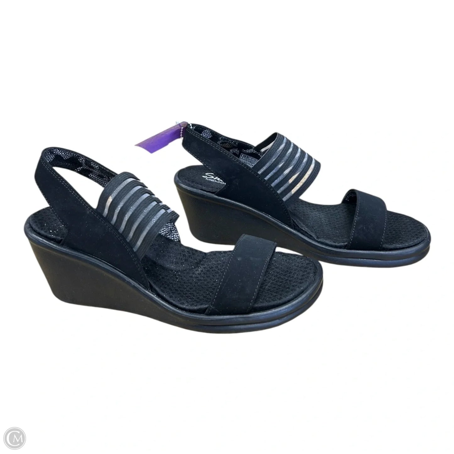 Sandals Heels Wedge By Skechers In Black, Size: 8