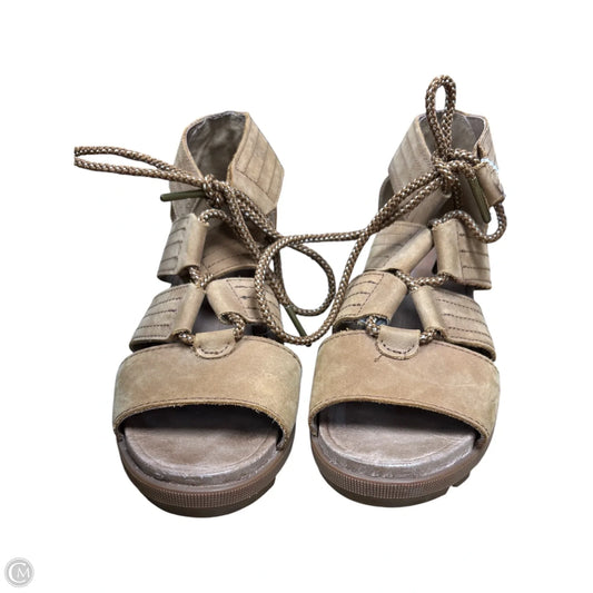 Sandals Heels Wedge By Sorel In Tan, Size: 8.5