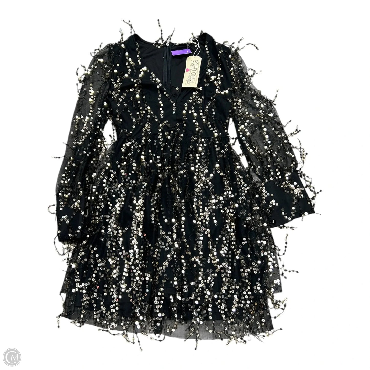 Dress Party Short By Clothes Mentor In Black & Gold, Size: M