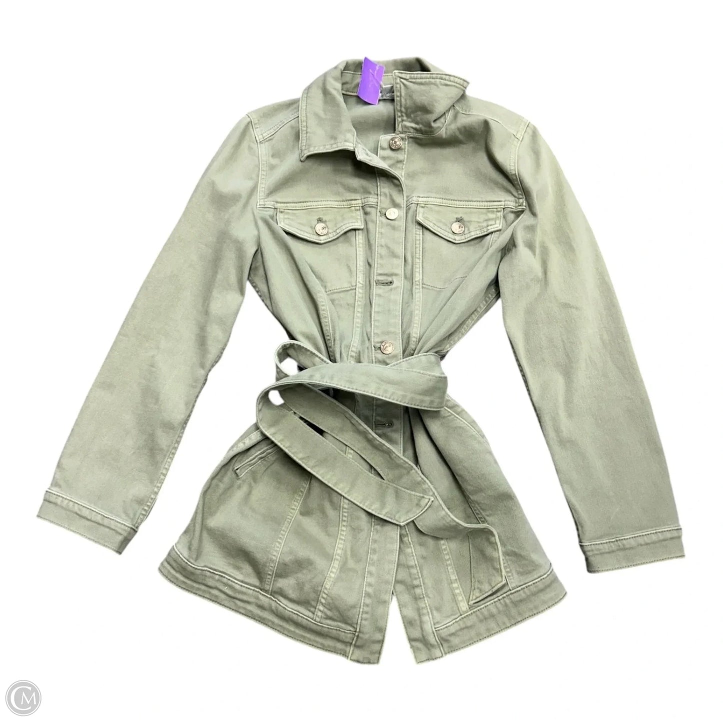 Jacket Denim By Chicos In Green Denim, Size: M