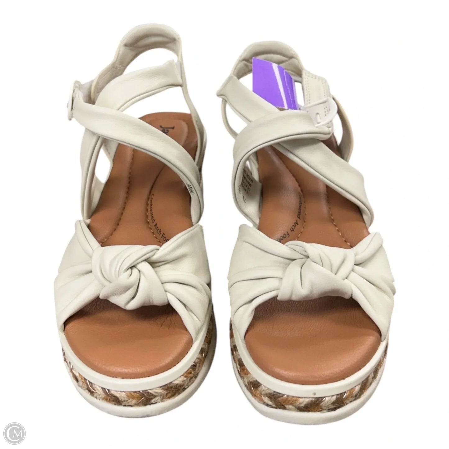 Sandals Heels Wedge By Jambu In Cream, Size: 7