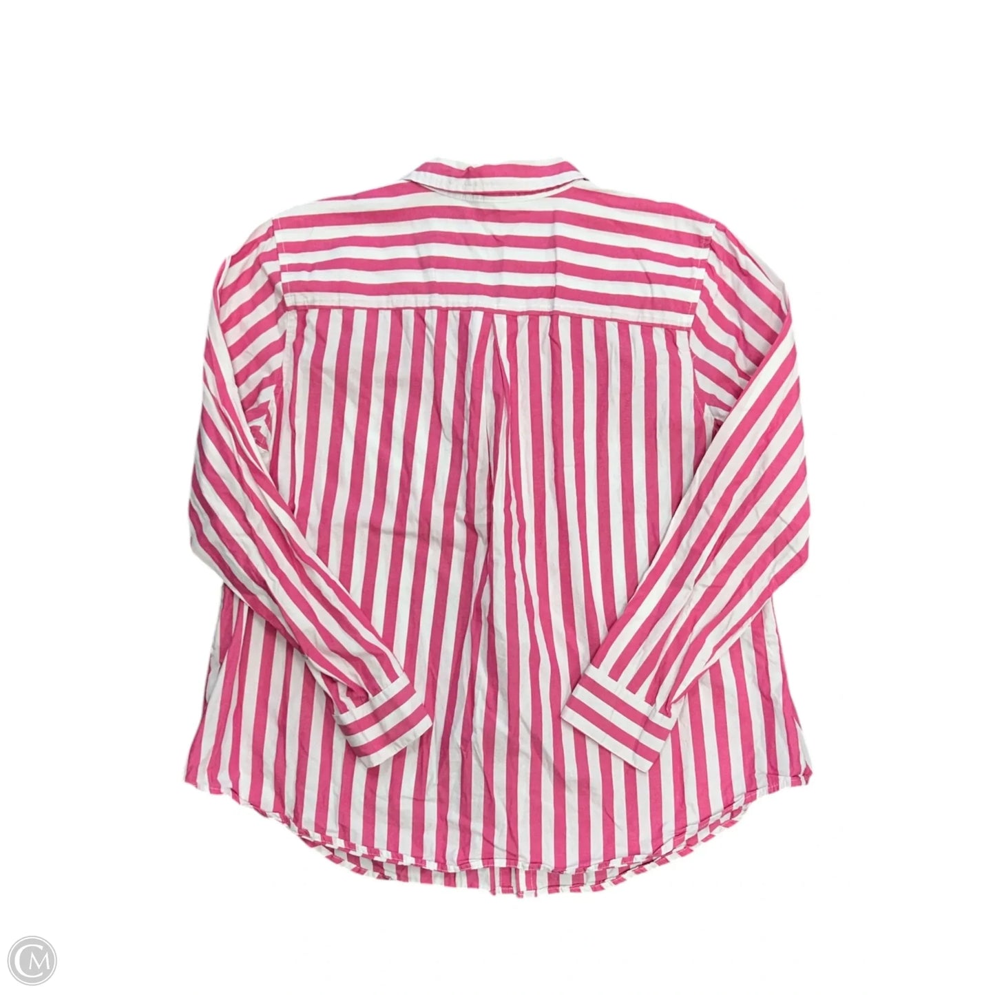 Blouse Long Sleeve By Maurices In Pink & White, Size: Xl