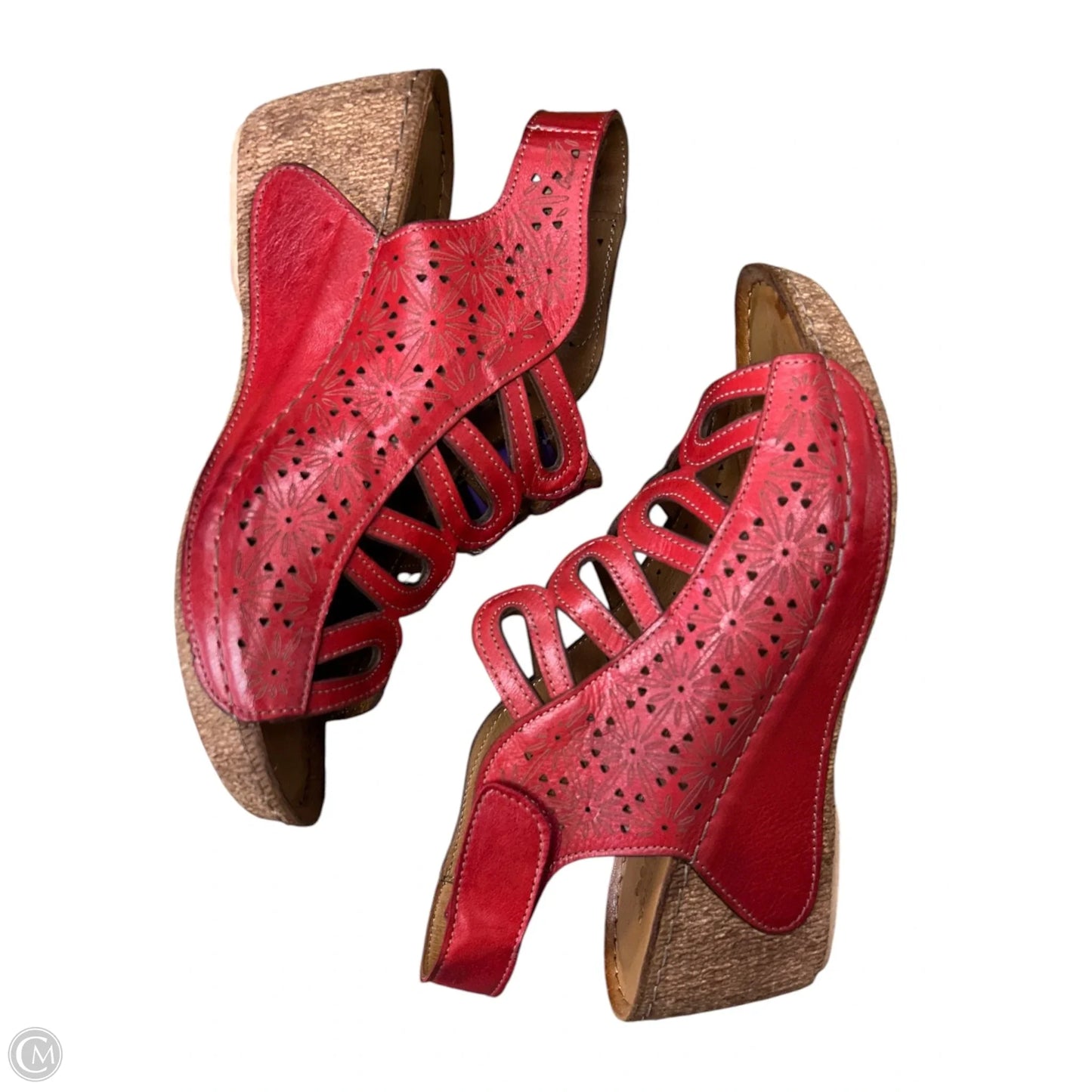 Sandals Heels Wedge By Spring Step In Red, Size: 7.5