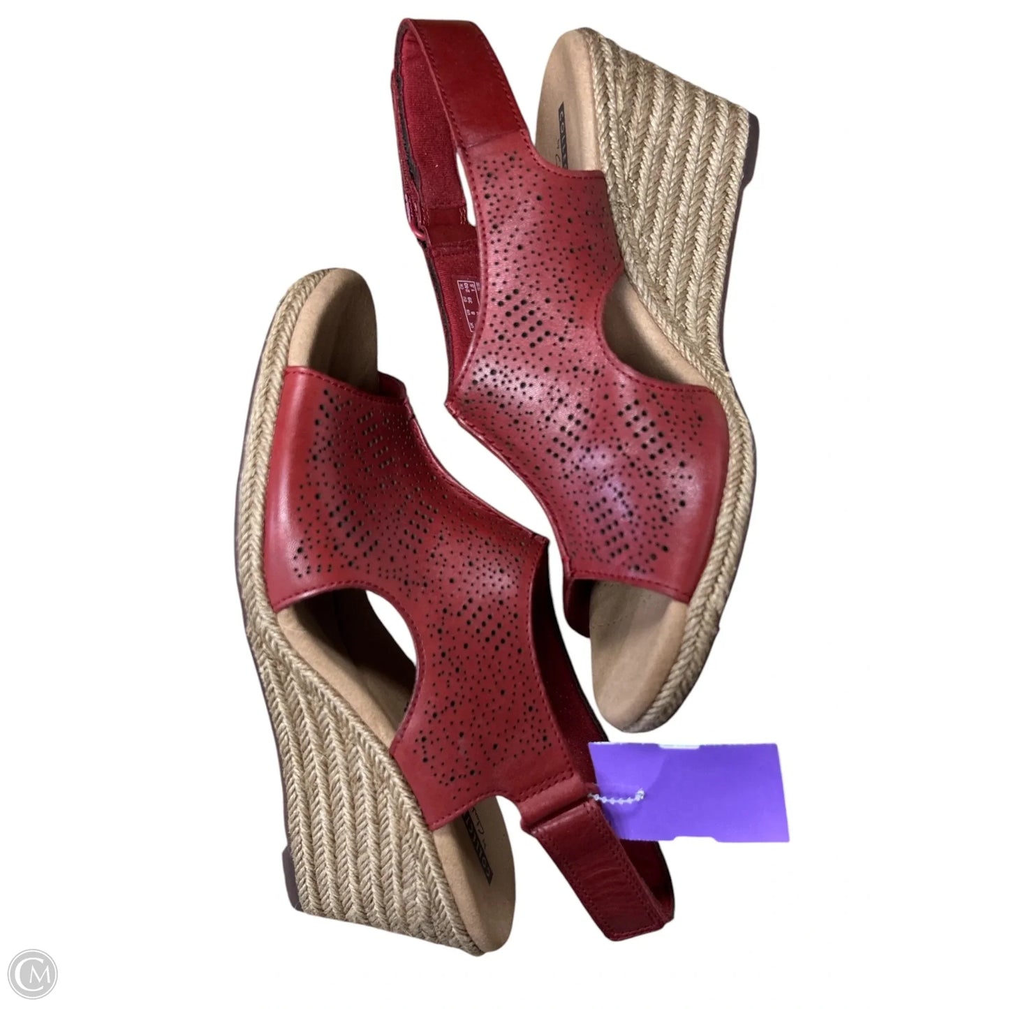 Sandals Heels Wedge By Clarks In Red, Size: 8