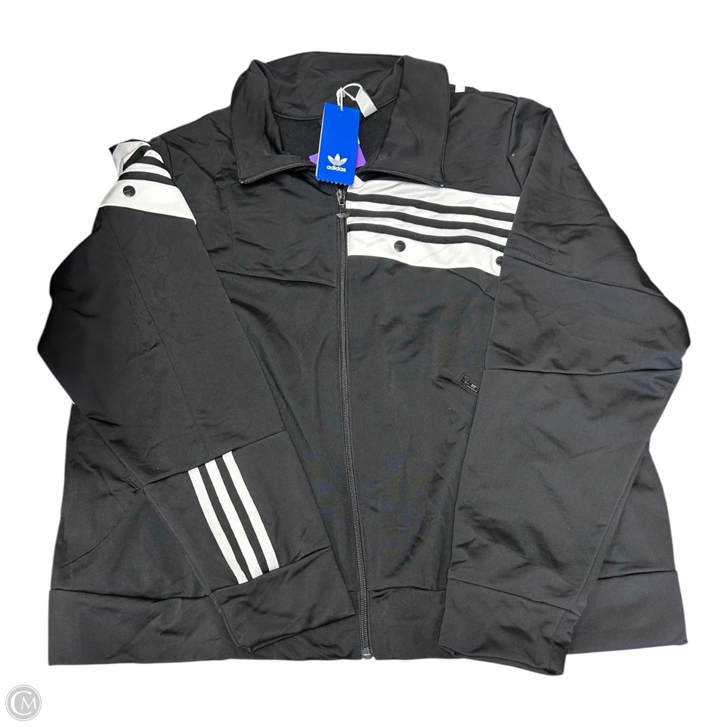 Athletic Jacket By Adidas In Black & White, Size: 3x