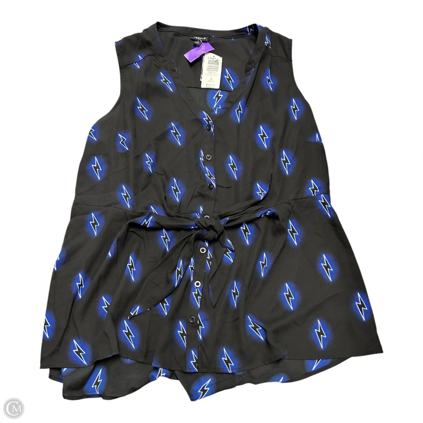 Top Sleeveless By Torrid In Black & Blue, Size: 1x