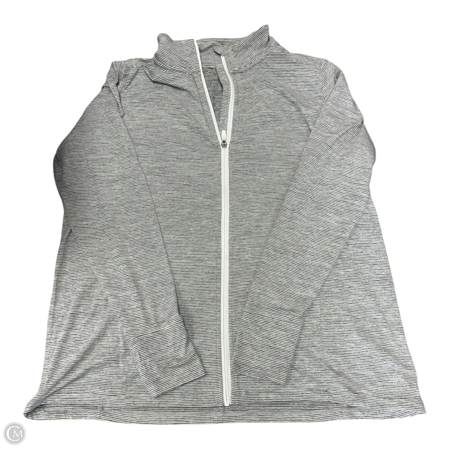 Athletic Jacket By Clothes Mentor In Grey & White, Size: 1x