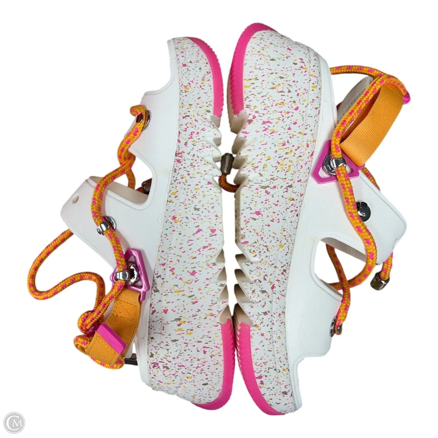 Sandals Flats By Crocs In Orange & Pink, Size: 10
