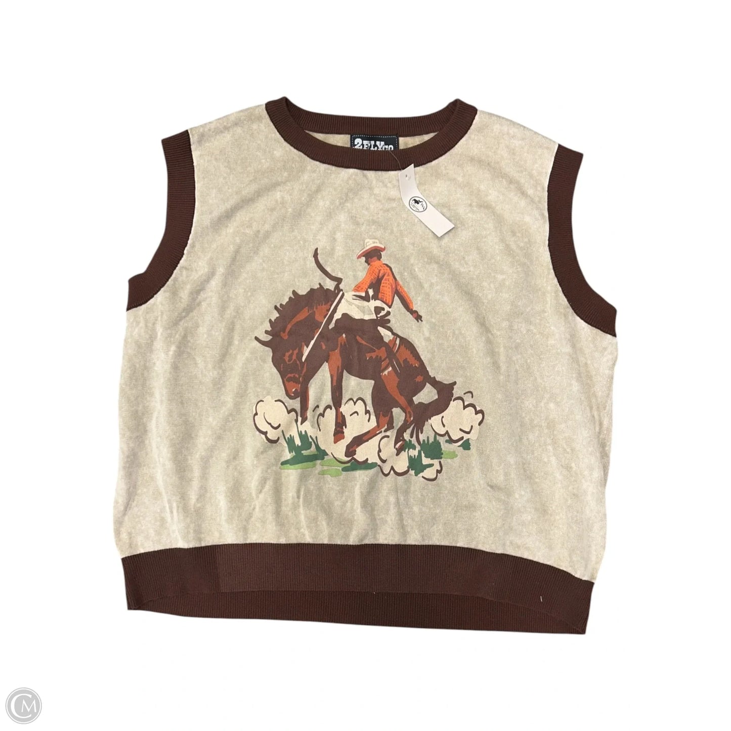 Vest Sweater By Cmc In Brown & Tan, Size: 2x