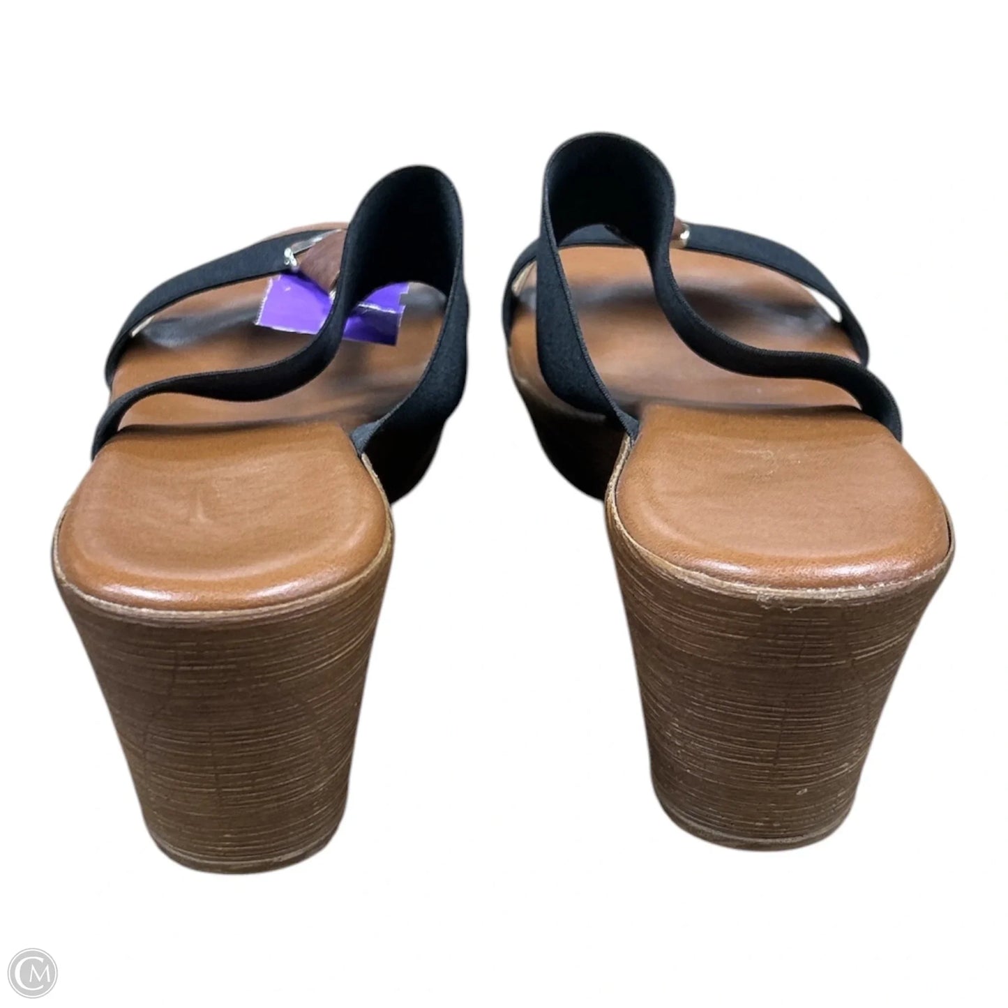 Sandals Heels Wedge By Italian Shoemakers In Black, Size: 10