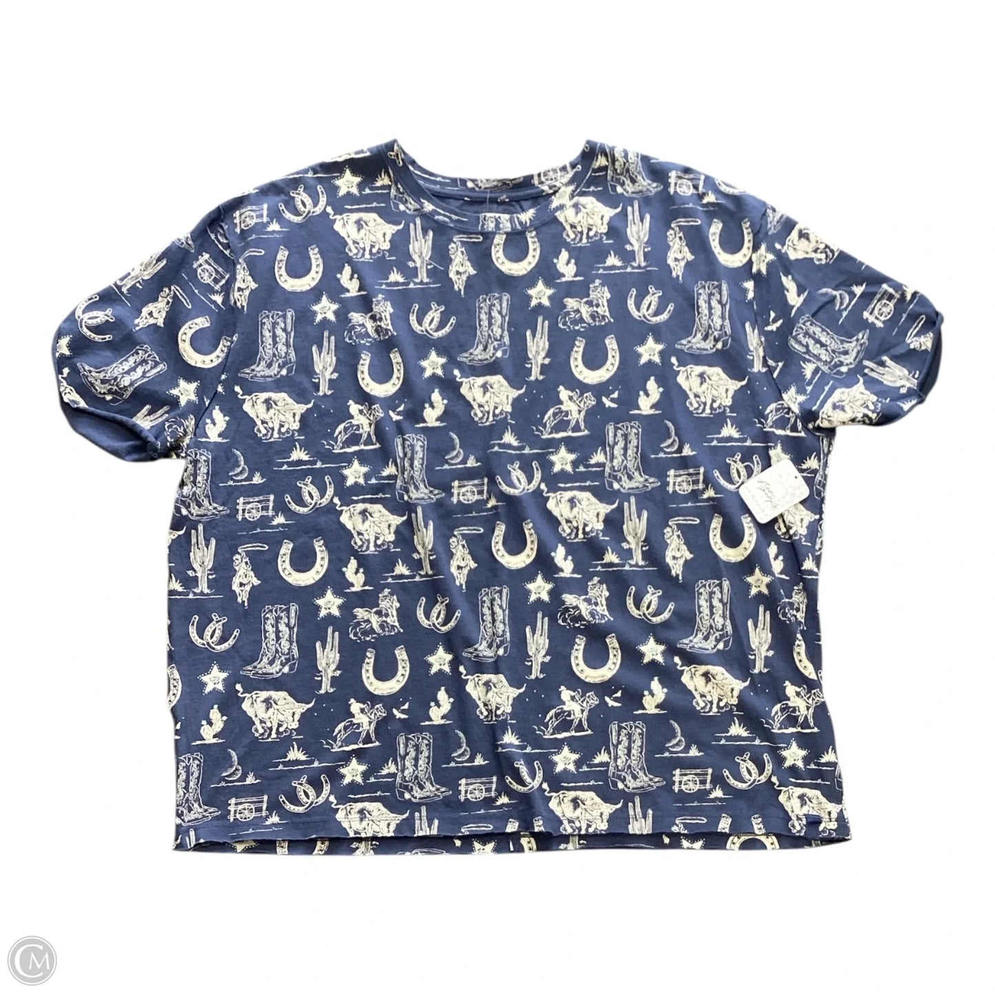 Top Short Sleeve By We The Free In Blue & Tan, Size: M