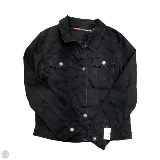 Jacket Denim By Wrangler In Black Denim, Size: Xl