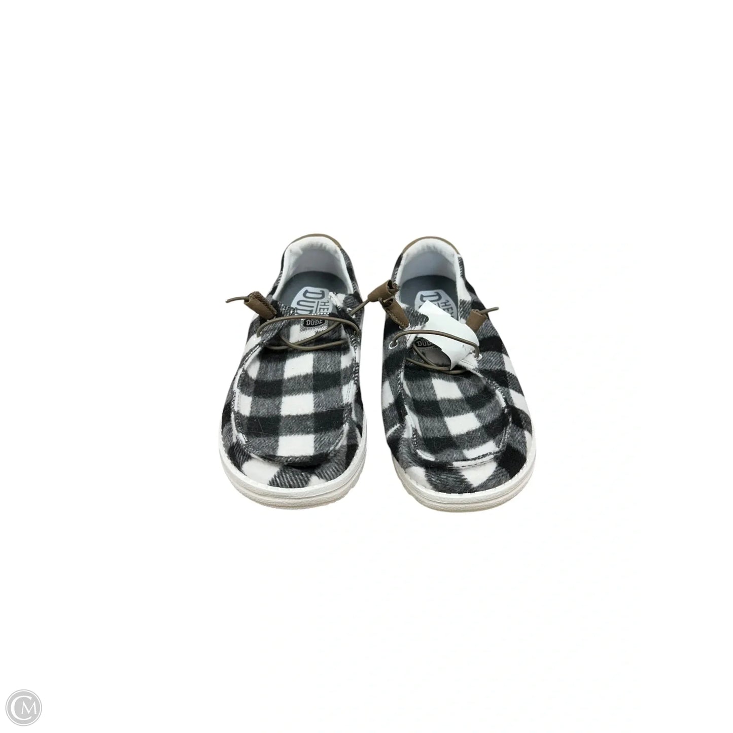 Shoes Flats By Hey Dude In Black & White, Size: 9