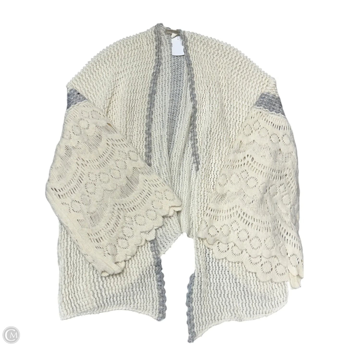 Sweater Cardigan By Anthropologie In Cream & Grey, Size: Osfm
