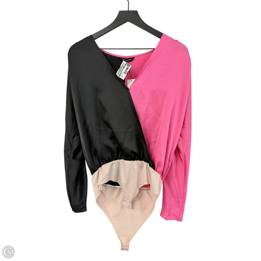 Bodysuit By Clothes Mentor In Black & Pink, Size: L
