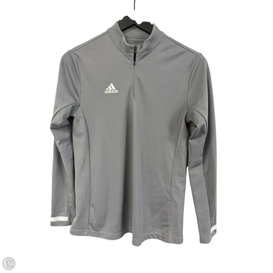 Athletic Top Long Sleeve Collar By Adidas In Grey, Size: S