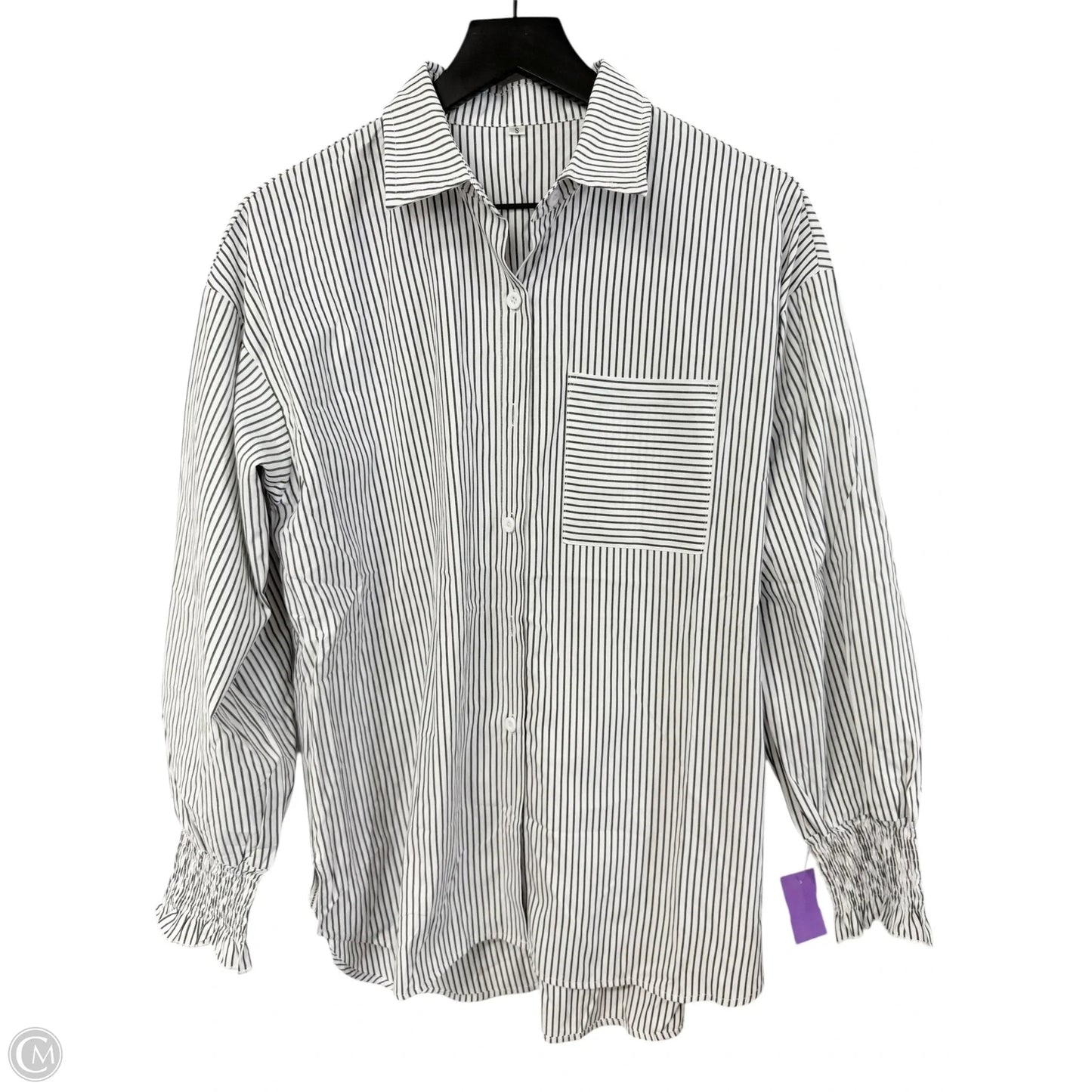 Blouse Long Sleeve By Cme In Striped Pattern, Size: S
