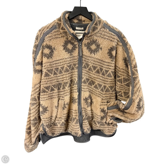 Jacket Faux Fur & Sherpa By Thread And Supply In Grey & Tan, Size: L