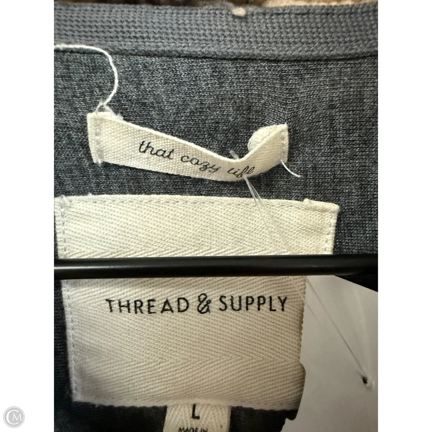 Jacket Faux Fur & Sherpa By Thread And Supply In Grey & Tan, Size: L