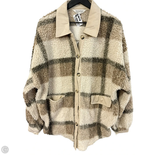 Jacket Faux Fur & Sherpa By Davi & Dani In Cream & Tan, Size: L